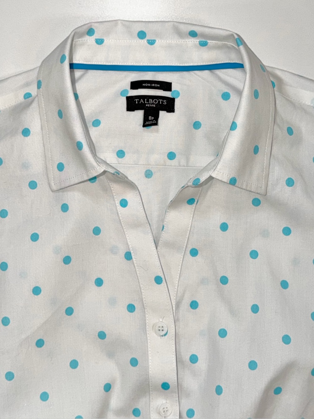 Talbots Non Iron Top Women Petite 8 Sleeveless Shirt Button Up WORN ONCE 8P